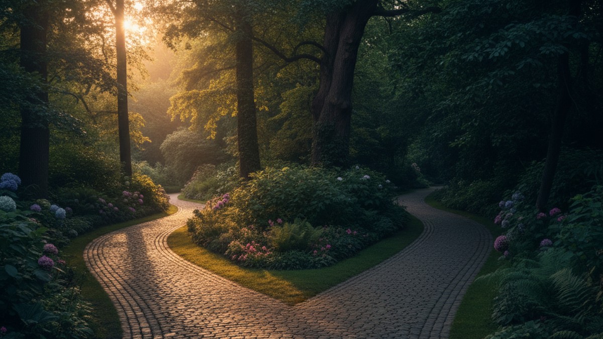 Garden path splitting into two directions representing the choice point in whether cheating patterns can change